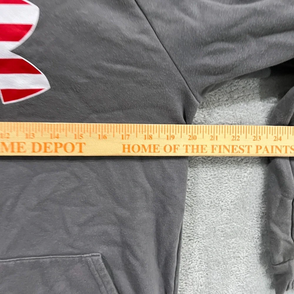 Under Armour Hoodie Youth XL Gray American Flag Print Fleece Lined Loose Fit